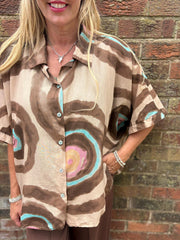 Camel Tie Dye Print Blouse Katherine