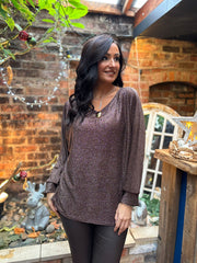 Chocolate Shimmer Brooch Top Peggy