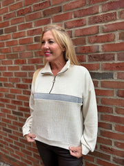 Antique Cream Chenille Half Zip Jumper Hazel