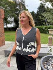 Charcoal Contrast Trim Waistcoat Jan