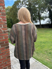 Green Pattern Stripe Shimmer Top Freya