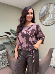 Chocolate Tie Detail Layered Top Sharon
