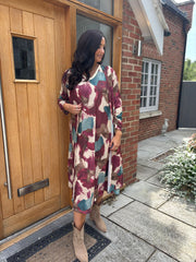 Wine Watercolour Shimmer Cardigan Freya