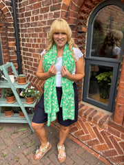 Green Gold Detail Carnation Scarf