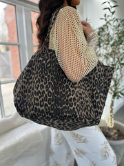 Mocha Leopard Fabric Tote Bag