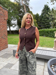 Khaki Camo Wide Leg Trousers
