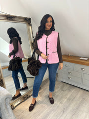 Pink Leopard Trim Waistcoat Rhea