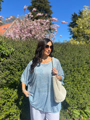 Blue Shimmer Loose Weave Top Jasmine