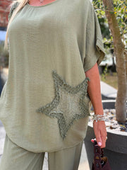 Khaki Sequin Star Co-Ord Taryn