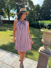 Pink Striped Sleeveless Dress Tiana