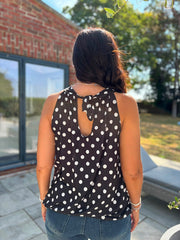 Black Polka Dot Halter Neck Top Jessie