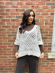 Antique Cream Cosy Diamond Knit Sofia