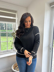 Black Contrast Trim Knit Bethany