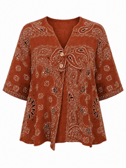 Rust Paisley Bubble Cotton Top Quinley
