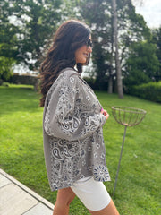 Mocha Paisley Bubble Cotton Shirt Alina