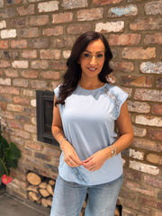 Light Blue Lace Detail Top Amanda