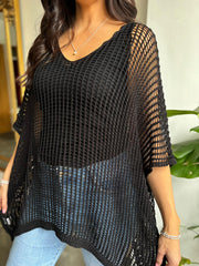 Black Open Weave Knit Peyton