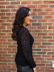 Black Leopard Mesh Top Helen