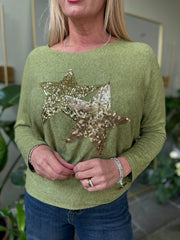 Olive Soft Touch Star Top Kelly