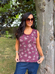 Wine Leopard Ruffle Trim Vest Zoe