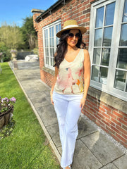 Pink Blossom Figure Shimmer Vest Elaina