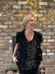 Black Soft Fringed Waistcoat Selma