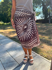 Chocolate Longline Celestial Sun Wrap Skirt