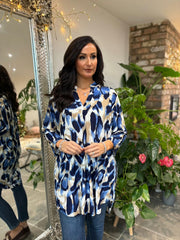 Blue Large Brushed Leopard Tunic Gloria