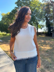 Stone Fluffy Hem Knitted Tank Gina