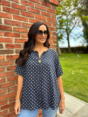 Navy Polka Dot Top Everly