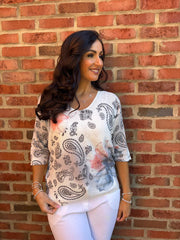 Grey Paisley Floral Knit June