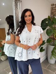 White Bubble Cotton Paisley Top Sammie
