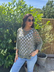 Khaki Wave Open Knit Jumper Marian