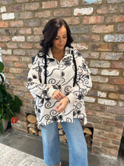 Stone Luxury Floral Embroidered Hooded Jacket Florence