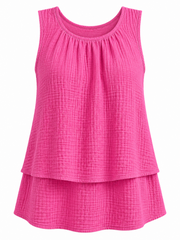 Lipstick Pink Layered Bubble Cotton Vest Quinn