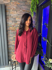 Wine Long Sleeve Blouse Melissa
