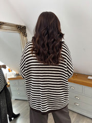 Chocolate Drop Shoulder Stripe Knit Dove