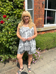 Black Botanical Print Vest Annie