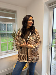 Camel Patterned Hooded Jacket Farrah