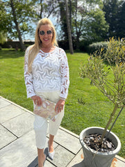 White Loose Swirl Crochet Knit Veronica