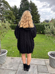 Black Distressed Hooded Sweatshirt Maya