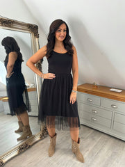 Black Half Mesh Slip Olivia