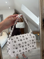 White Studded Shoulder Bag