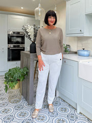 White Straight leg Comfort fit pull on Trousers