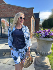 White Flower Print Shorts Saffy