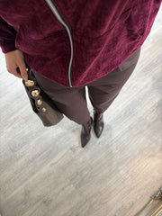 Wine Velour Zip Hoodie Jaiya