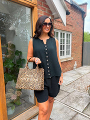 Black Flower Detail Vest Nina