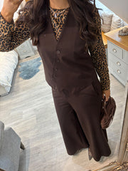 Chocolate Diamante Waistcoat Jude