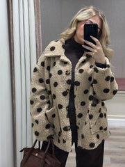 Stone Polka Dot Fleece Jacket Kiera