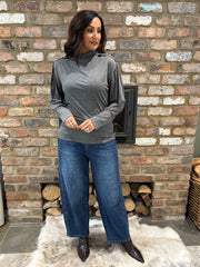 Charcoal Button Detail Roll Neck Eliza